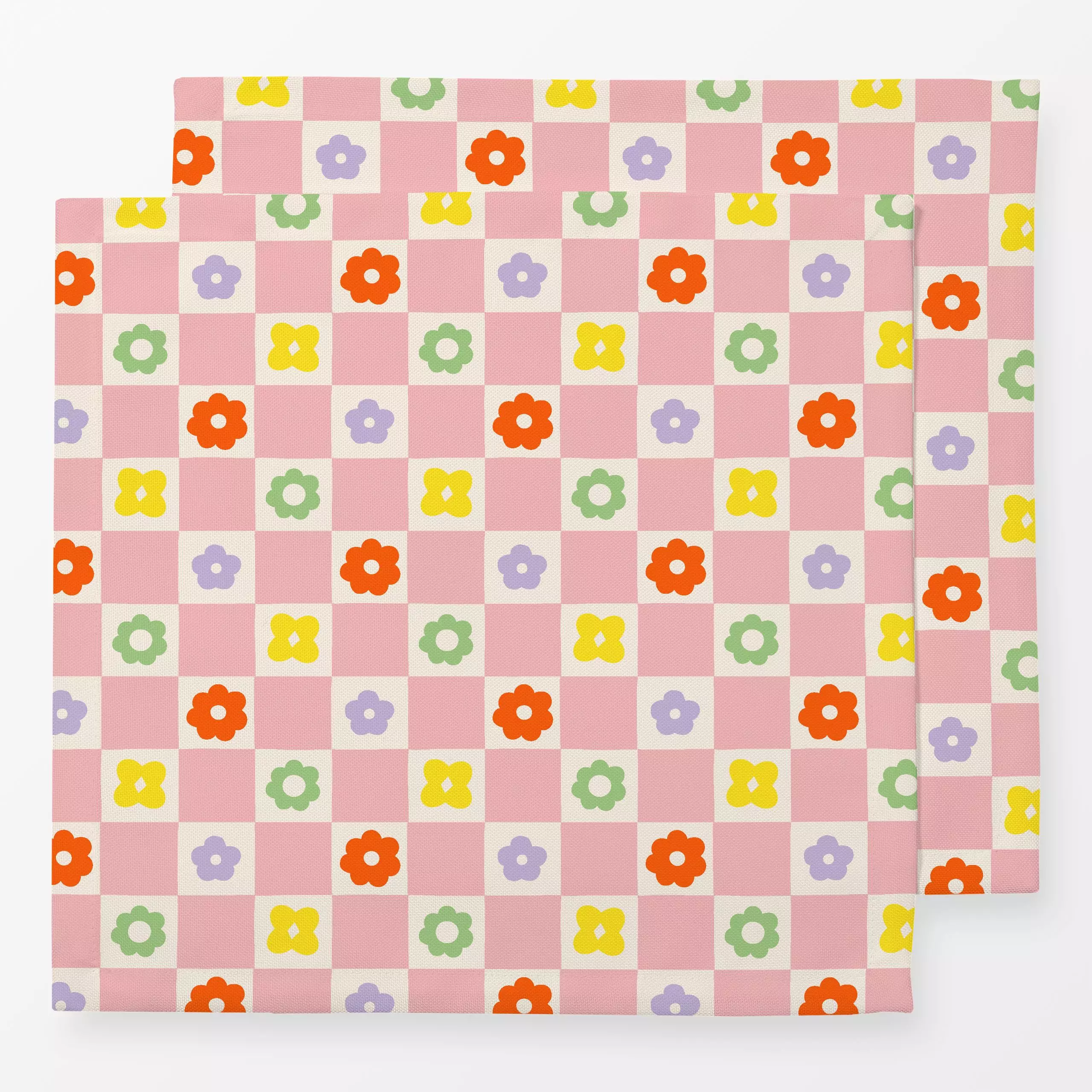 Servietten Schachbrettmuster Blume - Blumen & Florales, Sommer, Pflanzen & Botanik - von „Maren Gross "; Blumen, Retro, tren...