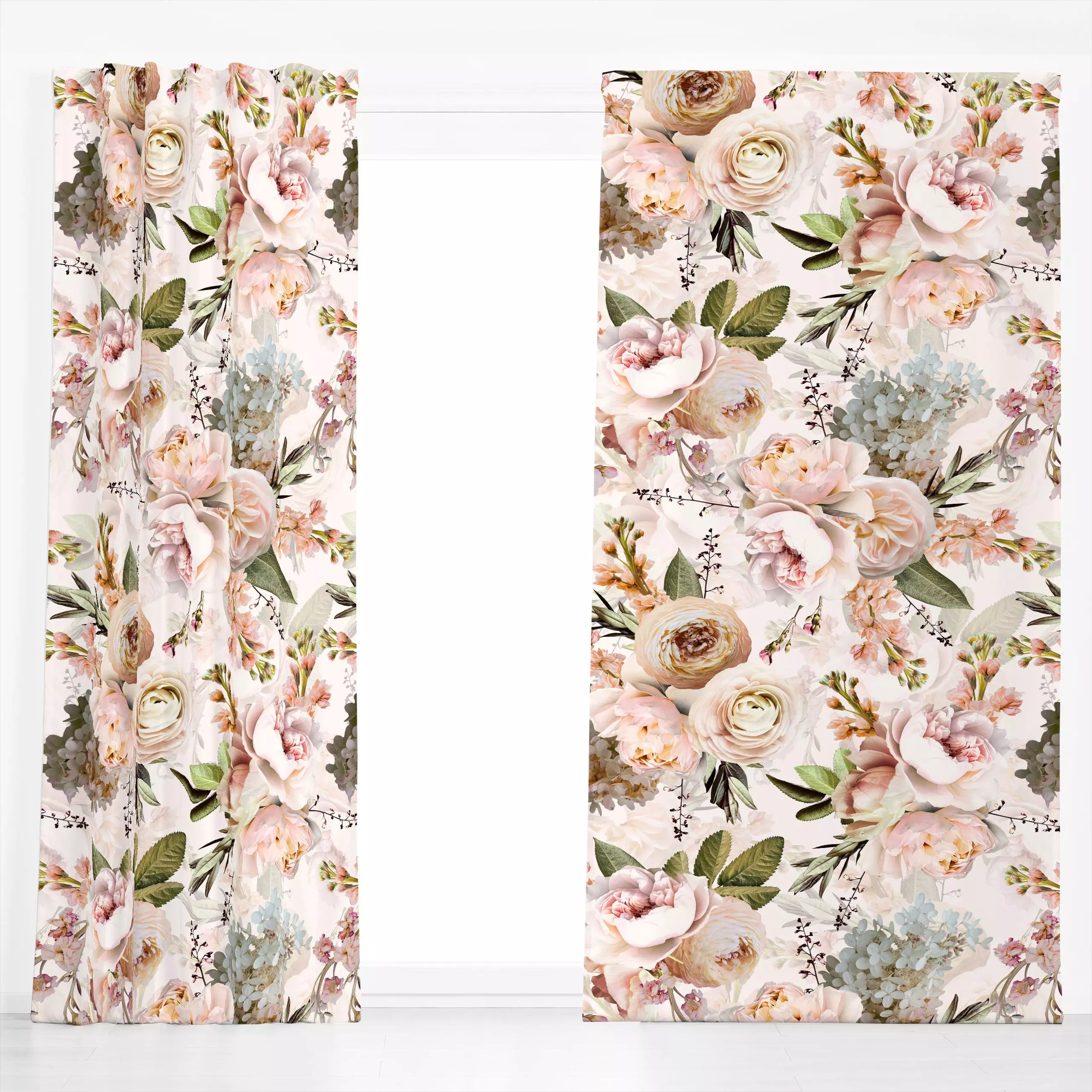 Dekovorhang Pastel Rosen Strauß - Blumen & Florales, Pflanzen & Botanik - von „Uta Naumann"; Natur, skandinavisch, Blumen, R...