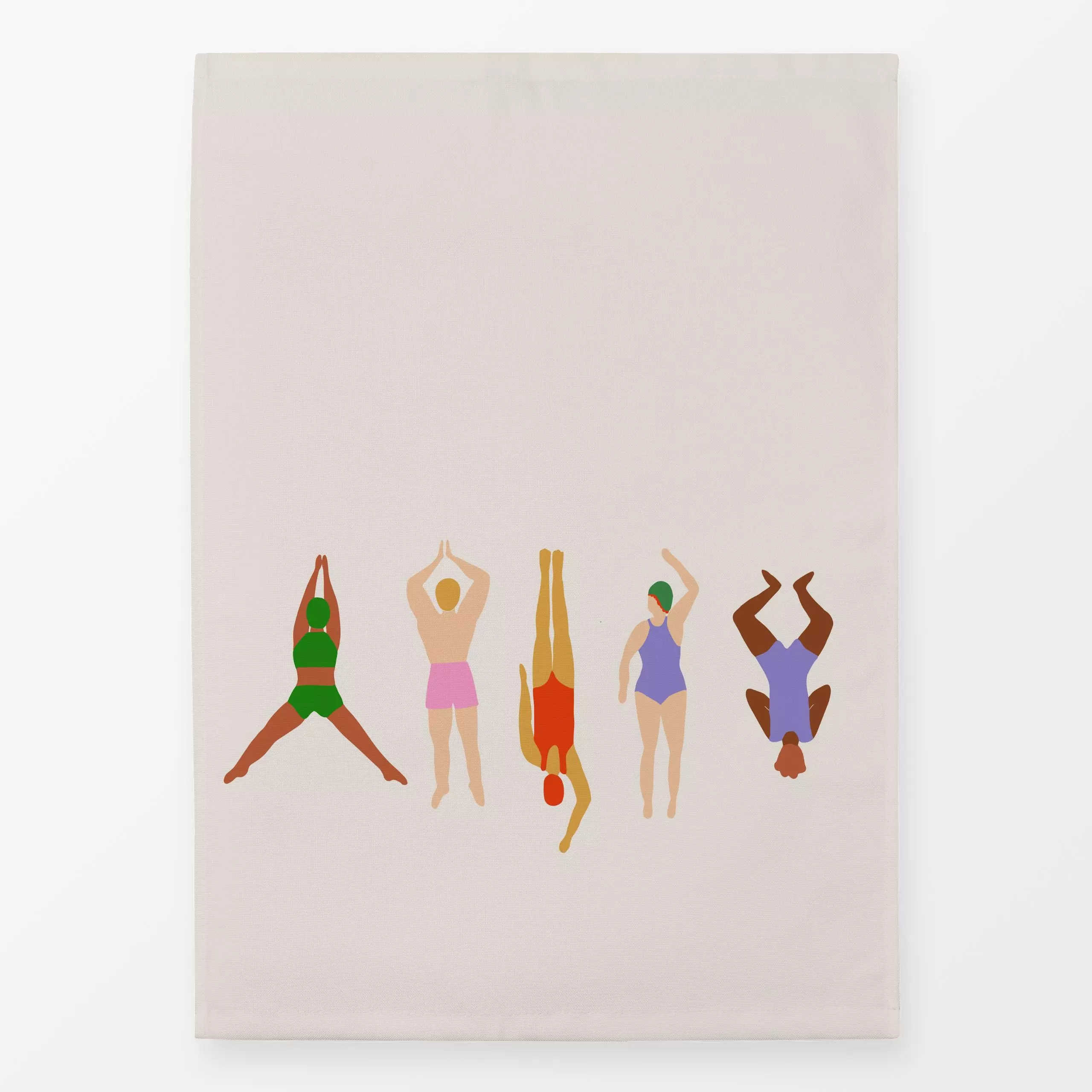 Geschirrtücher Schwimmen 2 - Sport - von „textilwerk"; Illustration, Schwimmen, beige, Sport, geschenkidee, minimalistisch, ...