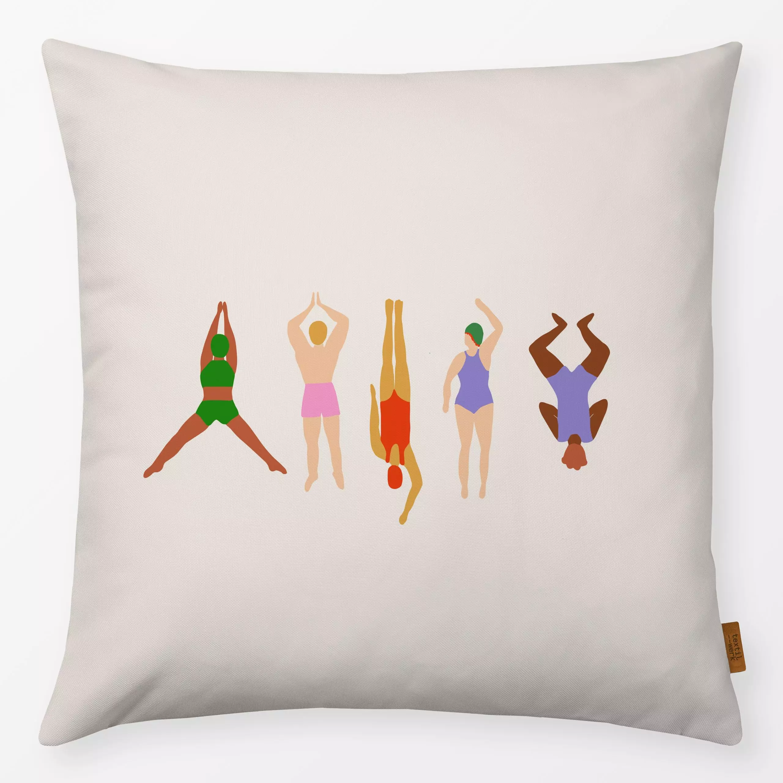 Kissen Schwimmen 2 - Sport - von „textilwerk"; Illustration, Schwimmen, beige, Sport, geschenkidee, minimalistisch, schlicht...