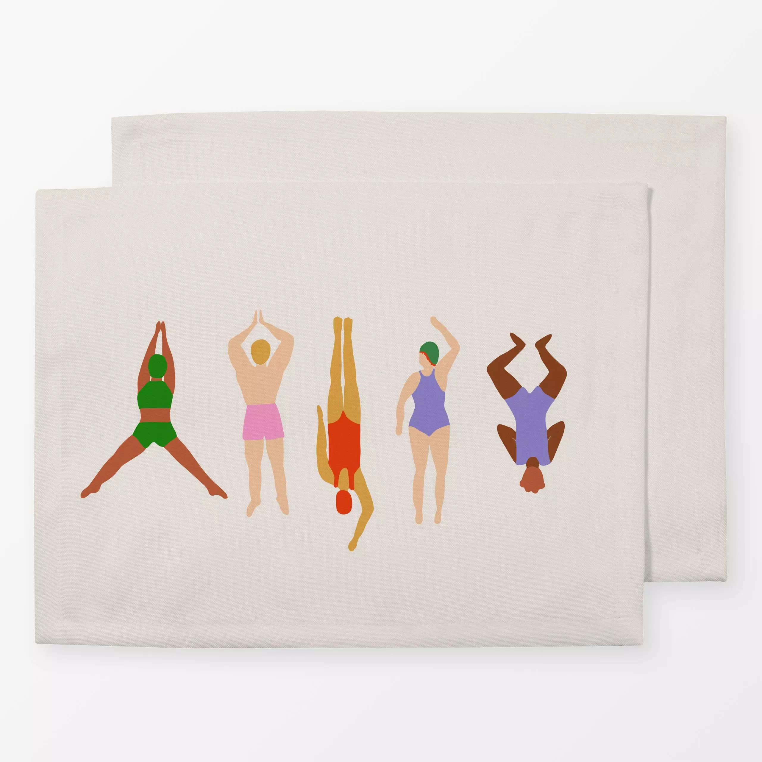 Tischset Schwimmen 2 - Sport - von „textilwerk"; Illustration, Schwimmen, beige, Sport, geschenkidee, minimalistisch, schlic...