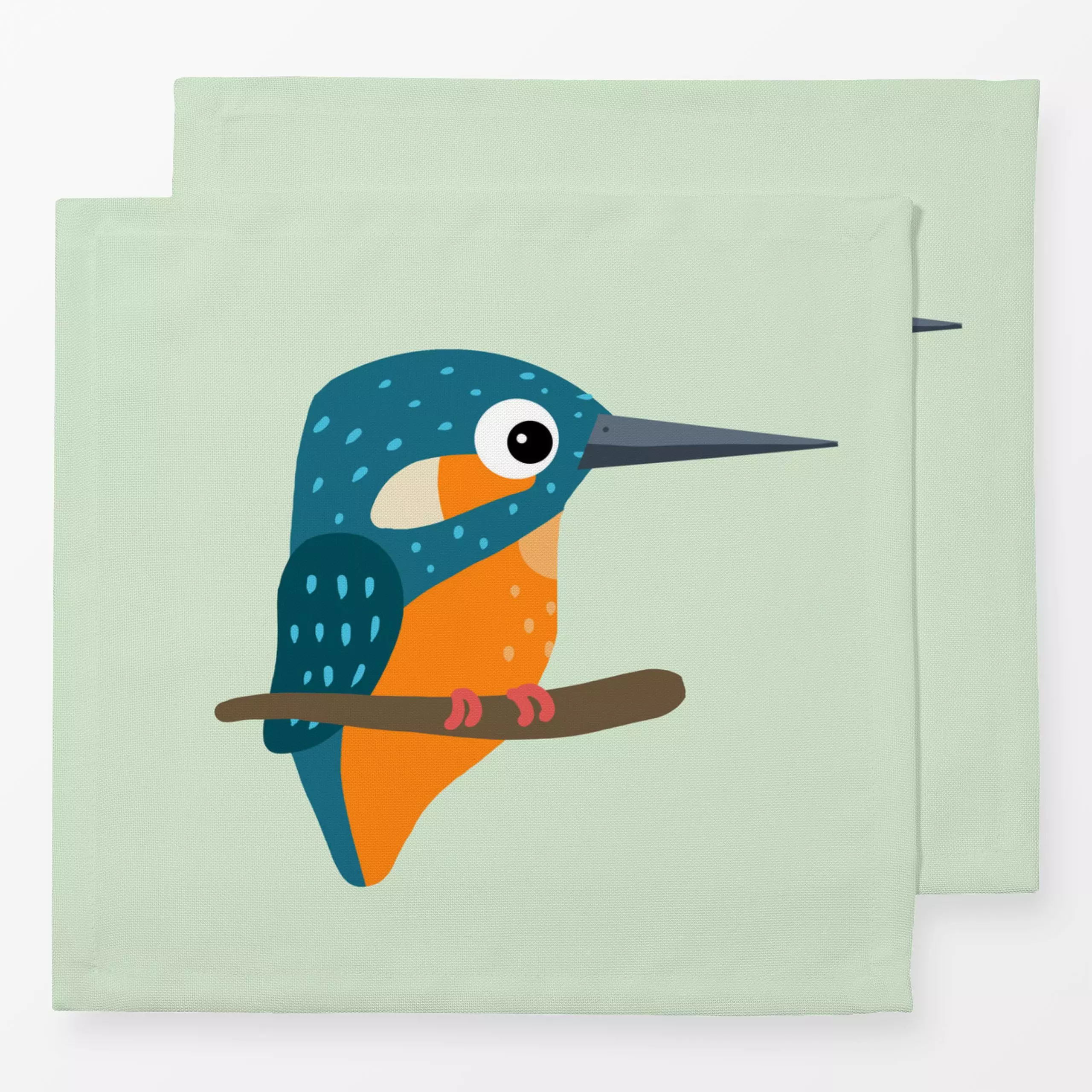 Servietten Eisvogel mit Türkis - Tiere, Symbole & Muster - von „Julia Reyelt"; Zweig, Natur, Textur, minimal, Vogel, Eisvoge...