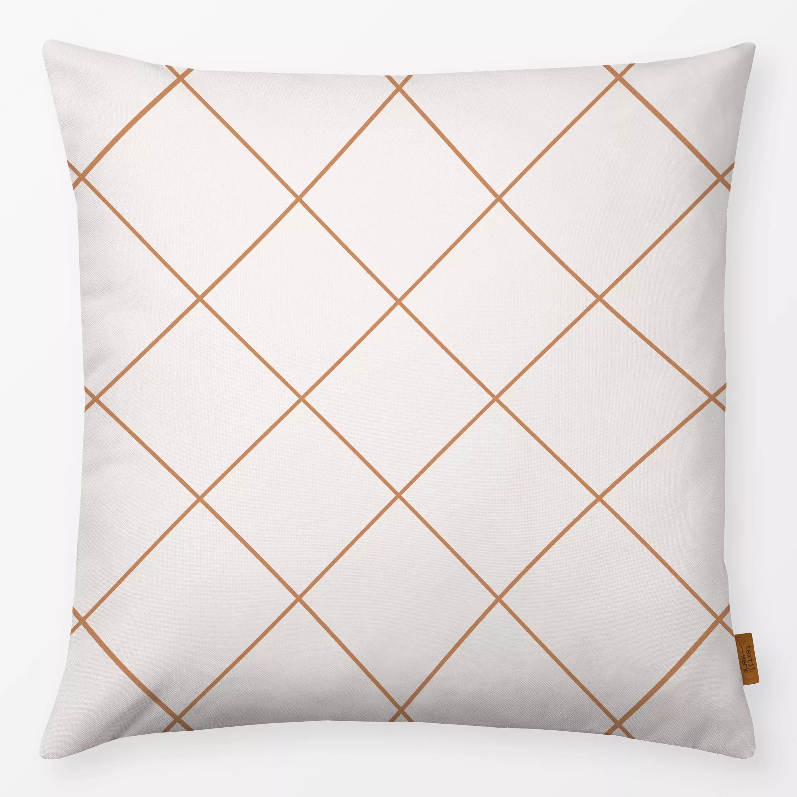 Kissen Karos Braun Beige - Herbst, Symbole & Muster - von „Kathrin Woo"; boho, minimal, Hygge, modern, landhaus, Karos, kari...