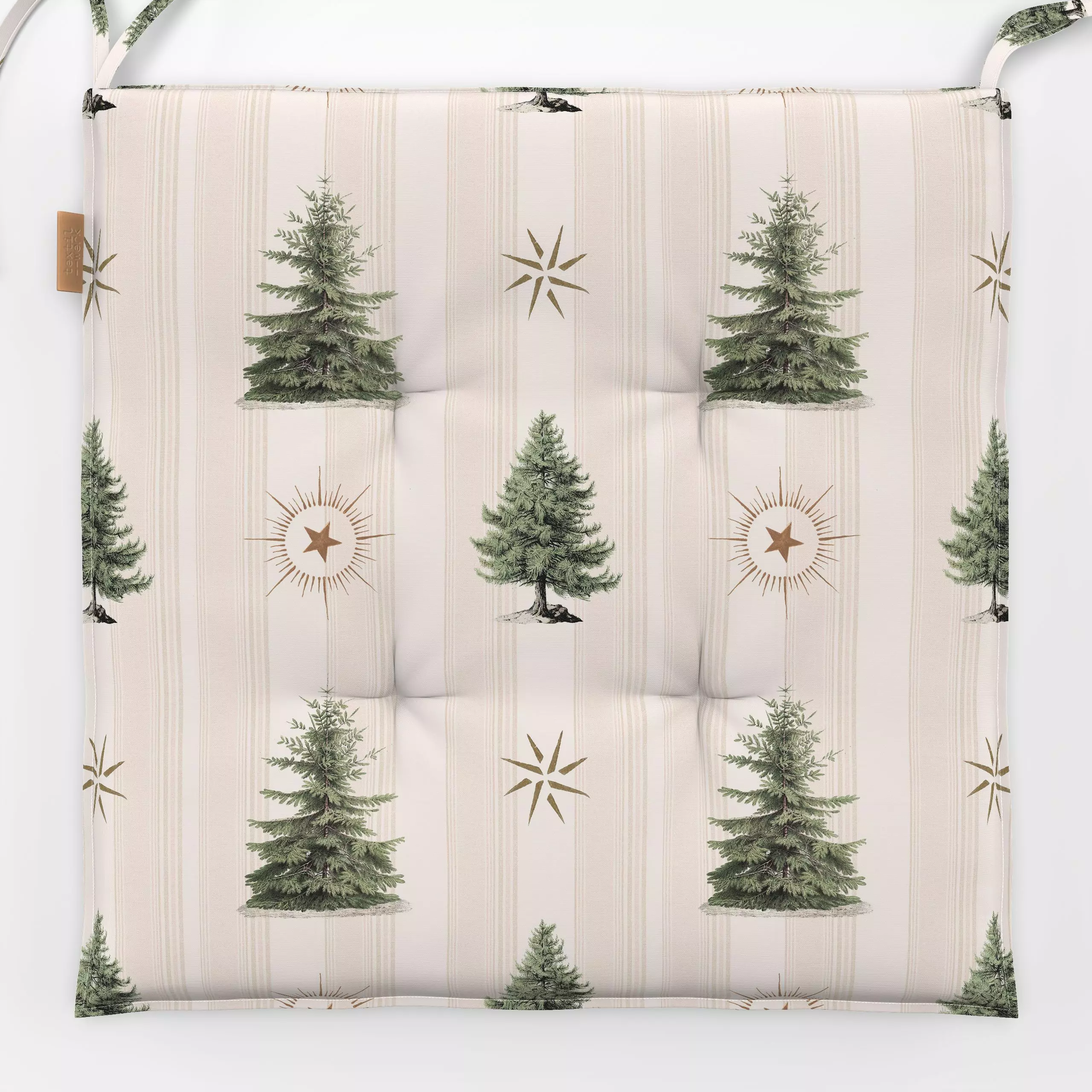 Sitzkissen Christmas tree and stars II - Weihnachten, Pflanzen & Botanik, Astronomie & Weltraum - von „Bloomery Decor"; Stre...
