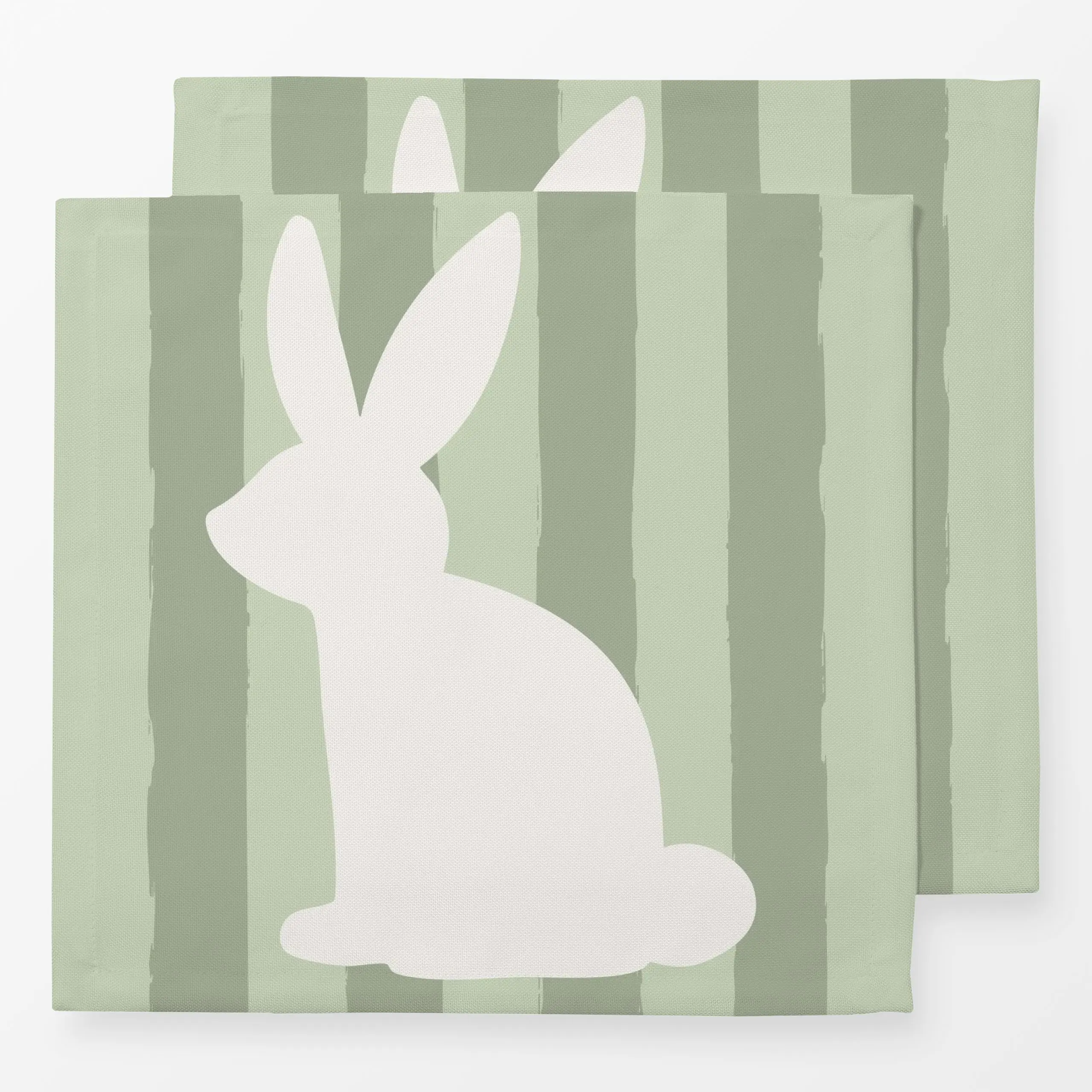 Servietten Hasen Streifen grün - Frühling, Tiere, Ostern - von „Kruth Design"; Hase, Ostern, Osterhase, outdoor, Fruehling, ...