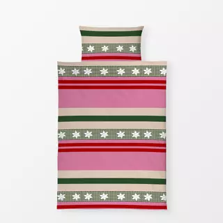 Bettwäsche Weihnachtsmuster Pink Rot Grün