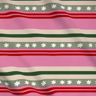 Meterware Weihnachtsmuster Pink Rot Grün