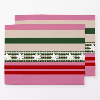 Tischset Weihnachtsmuster Pink Rot Grün