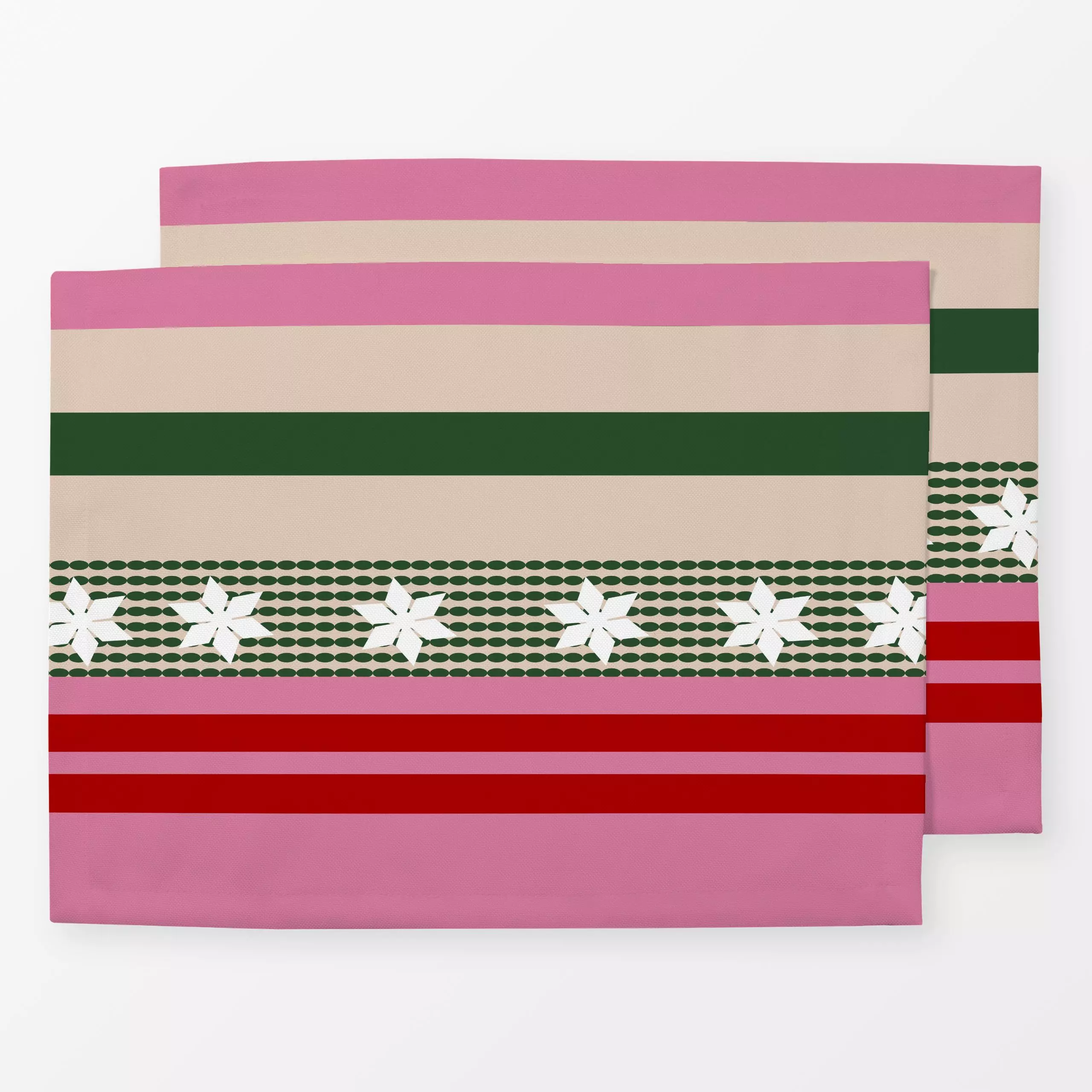 Tischset Weihnachtsmuster Pink Rot Grün - Symbole & Muster - von „Alisa Knöß"; Streifen, Sterne, landhaus, Weihnachtsdeko, w...