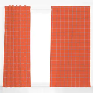 Dekovorhang Kariert Orange-Blau