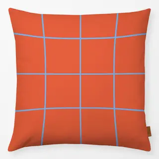 Kissen Kariert Orange-Blau