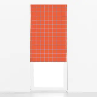 Raffrollo Kariert Orange-Blau