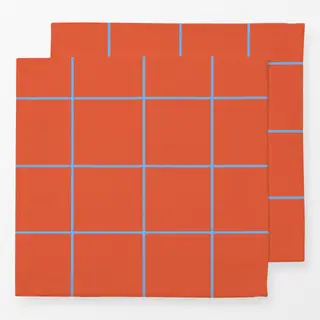 Servietten Kariert Orange-Blau