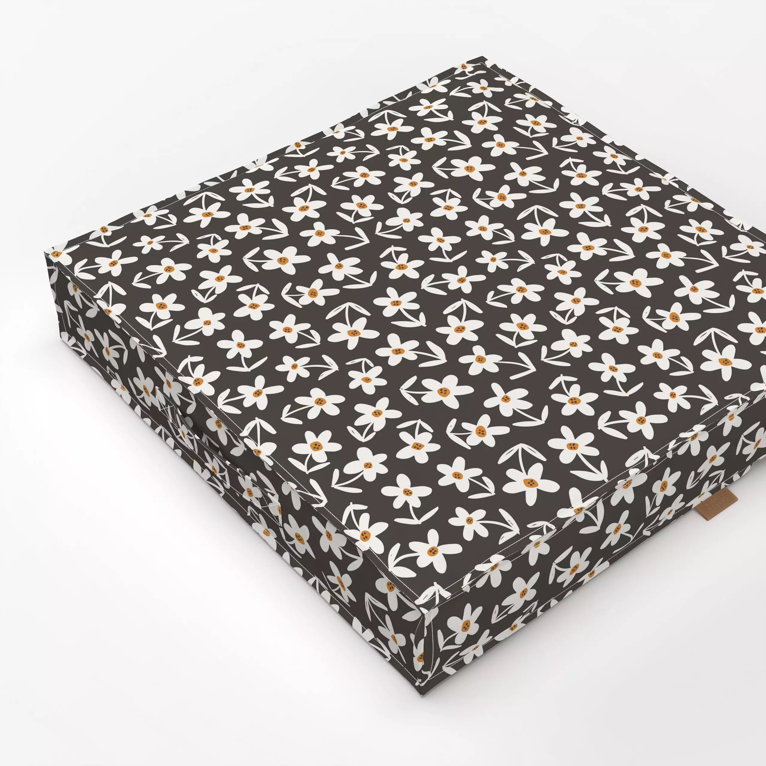 Bodenkissen Suzy charcoal - Blumen & Florales - von „Kathrin Woo"; abstrakt, kleingemustert, Kissen, floral, Blumenmuster, D...