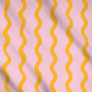 Meterware Wellenlinien gelb-rosa