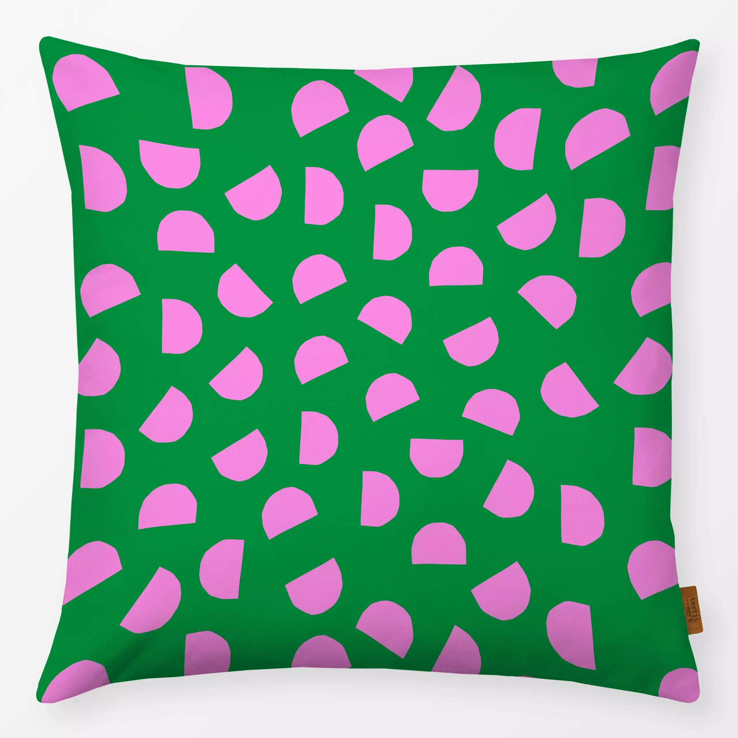 Kissen Bright Christmas pink + green - Symbole & Muster - von „Lisa Jasmin Bauer"; weihnachtsgeschenk, christmas, bold, brig...