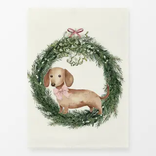 Geschirrtücher Kleiner Dackel im Kranz