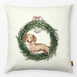 Kissen Kleiner Dackel im Kranz