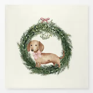 Tischdecke Kleiner Dackel im Kranz