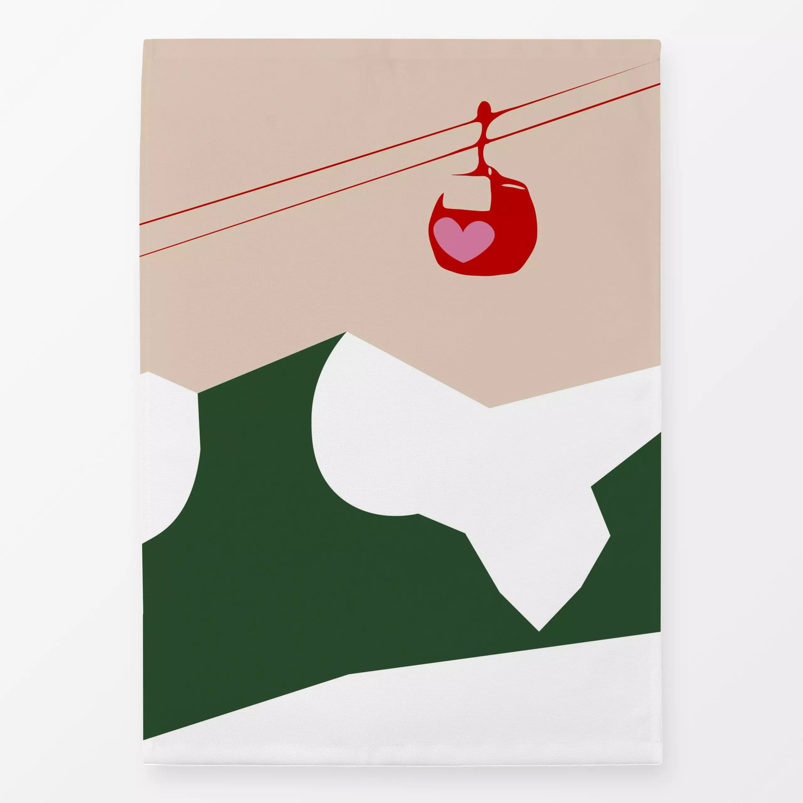 Geschirrtücher Berge Gondel Mit Herz - Natur & Landschaft, Weihnachten, Winter - von „Alisa Knöß"; Herzen, Weihnachtsdeko, w...