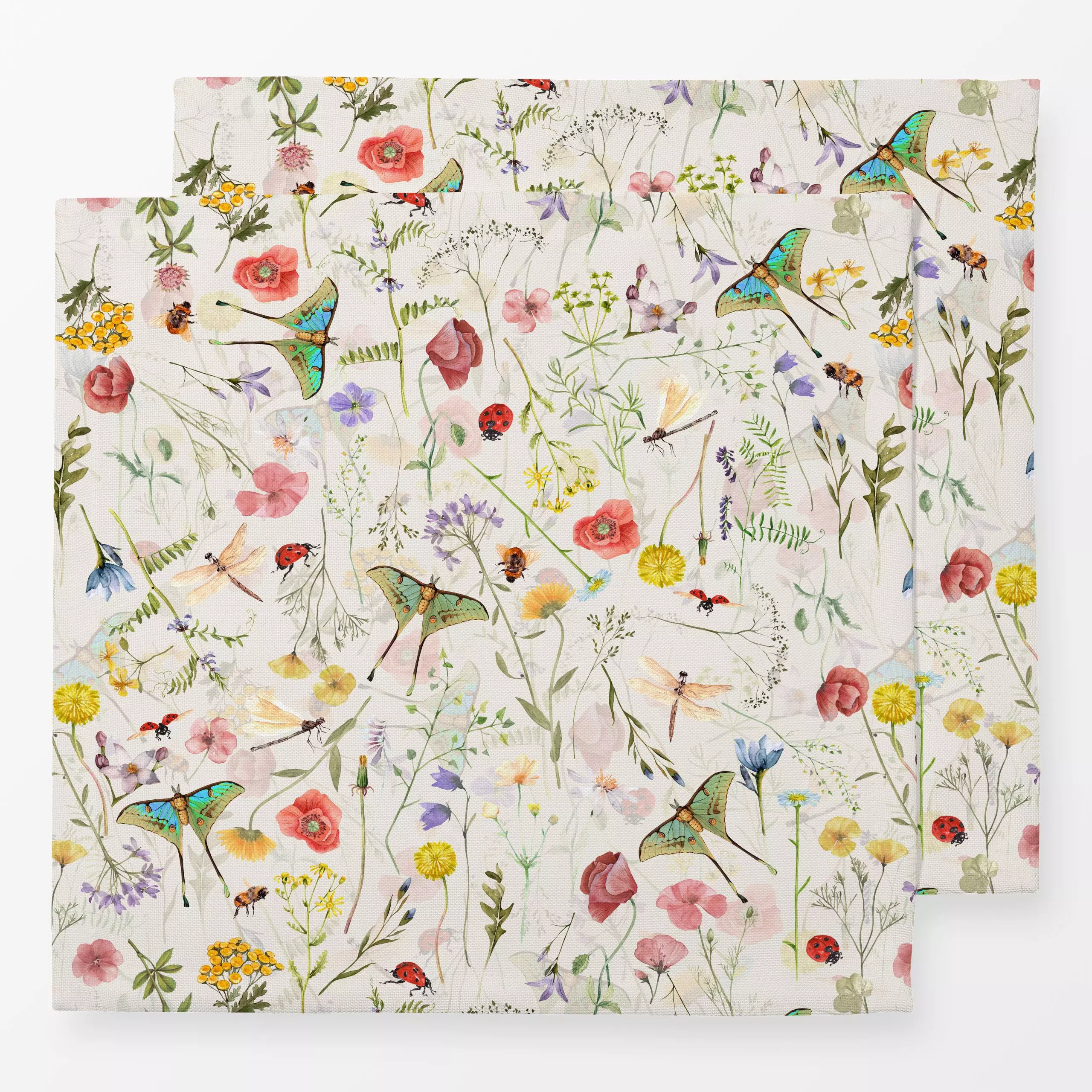 Servietten Vintage Wildblumen und Motten2 - Blumen & Florales, Tiere - von „Uta Naumann"; Natur, skandinavisch, Wildblumen, ...