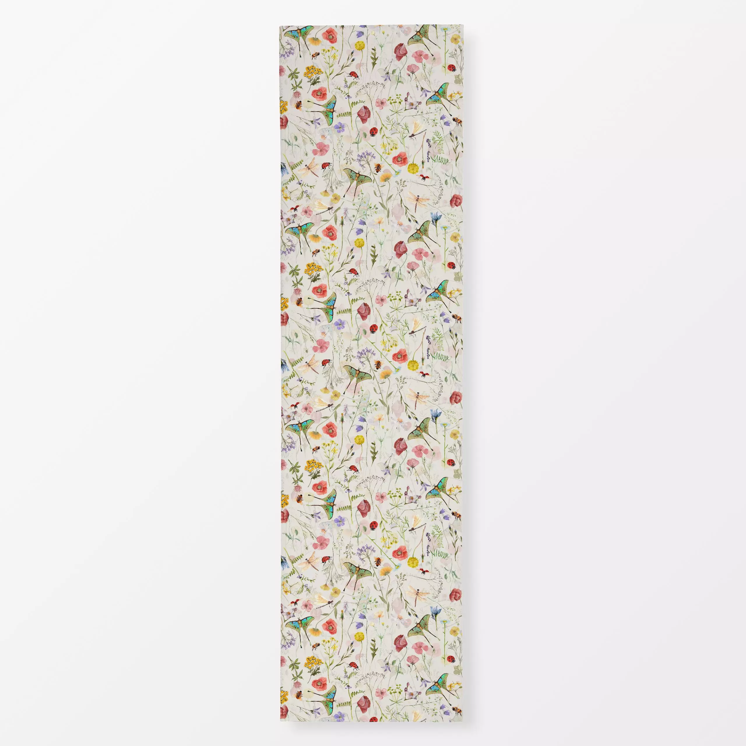 Tischläufer Vintage Wildblumen und Motten2 - Blumen & Florales, Tiere - von „Uta Naumann"; Natur, skandinavisch, Wildblumen,...