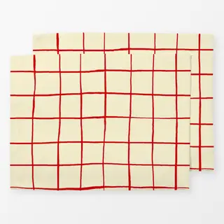 Tischset Checkered Red Line Pattern