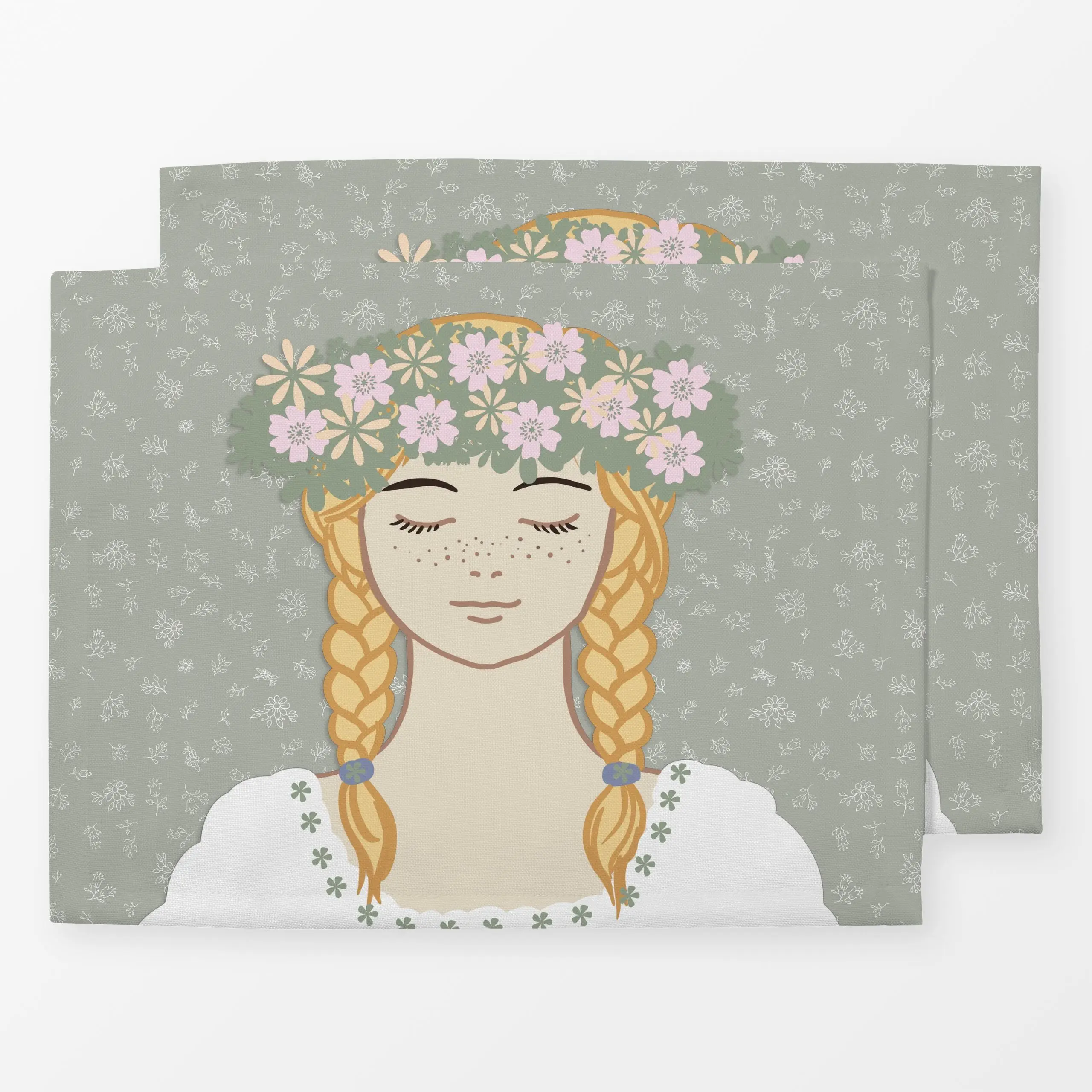 Tischset Midsommar Blumenmädchen Salbei - Blumen & Florales, Sommer, Symbole & Muster - von „Monika Strigel"; Hygge, Cozy, F...