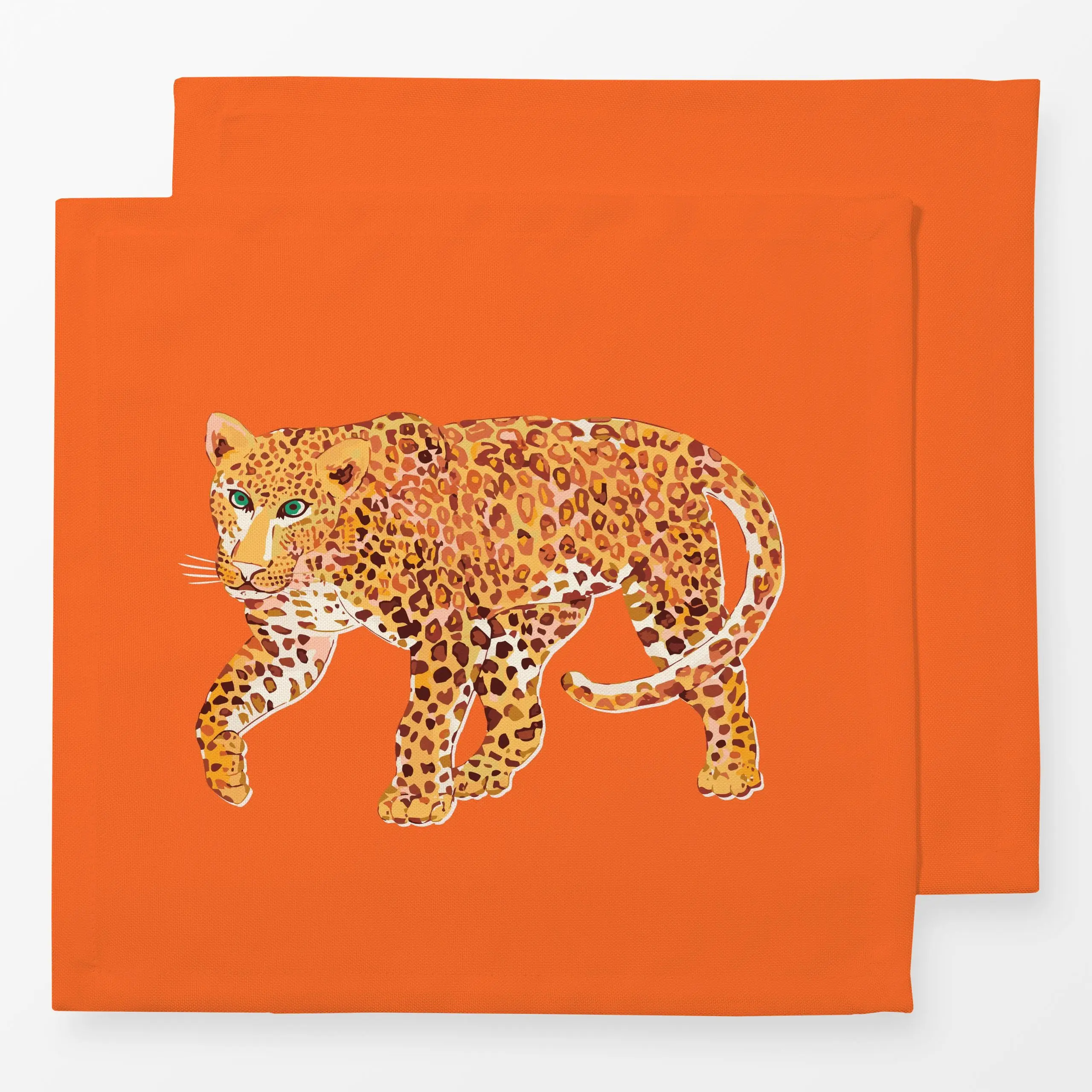 Servietten Jungle Leopard orange - Kinderzimmer & Motive für Kinder, Tiere, Safari & Dschungel - von „Karen Menzenbach"; Kin...