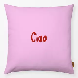 Kissen Ciao Rot auf Pink