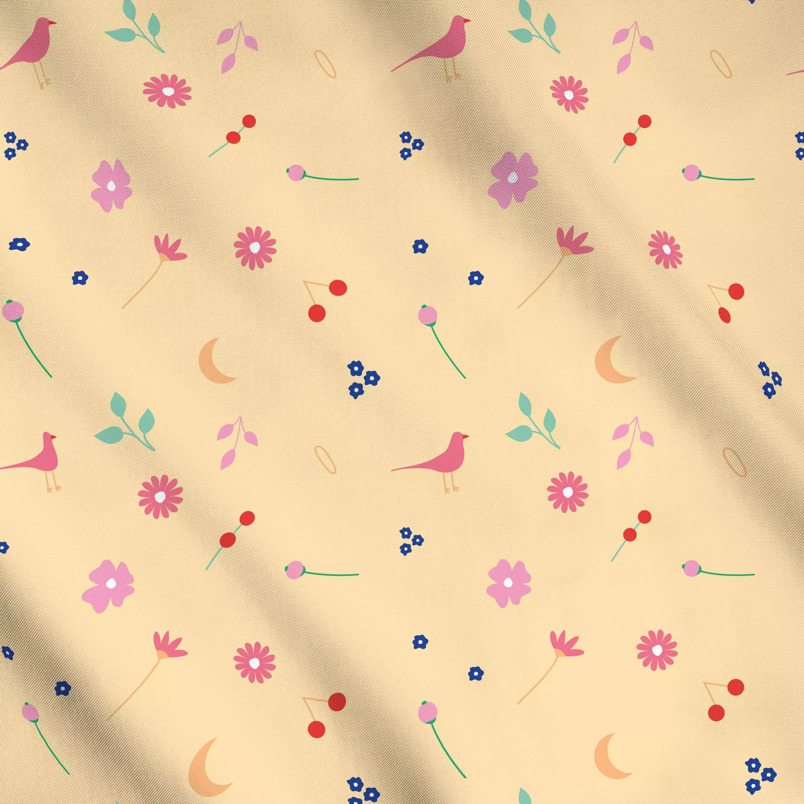 Meterware Frühling Pattern Helles Gelb, Blumen, von Jana Moßmann