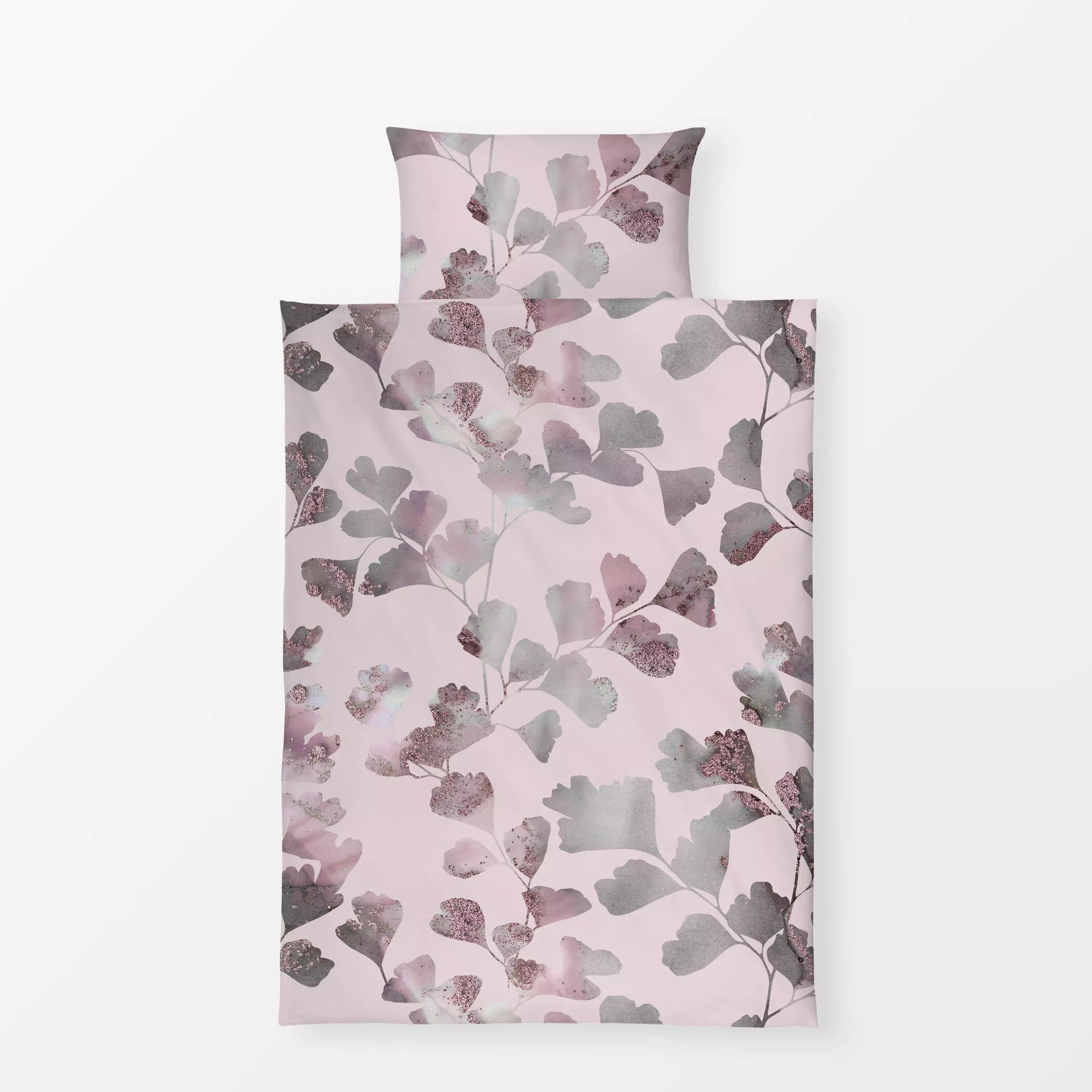 Bettwäsche Rosa Frauenhaarfarn - Blumen & Florales, Sommer - von „Andrea Haase"; Natur, rosa, Blätter, Sommer, floral, Rankp...