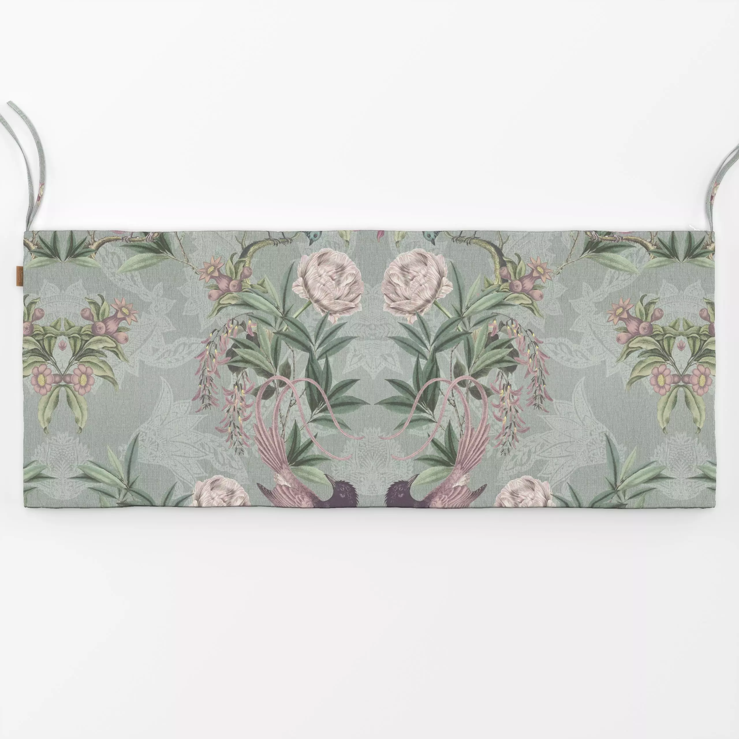 Bankauflage Shabby Vögel und Rosen II - Blumen & Florales, Tiere, Retro & Vintage - von „Bloomery Decor"; Blumen, Retro, Ros...