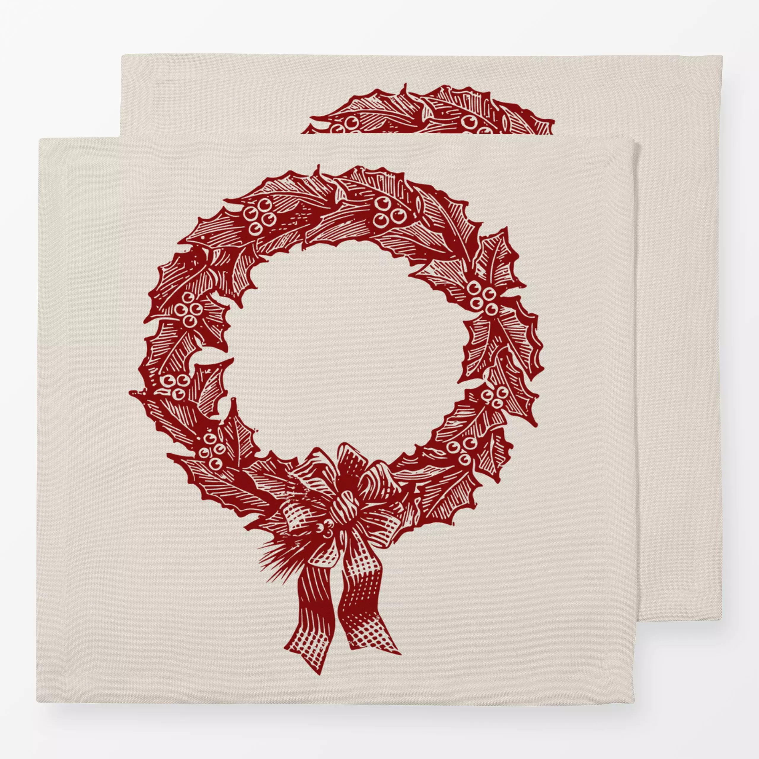 Servietten Vintage Weihnachtskranz beige - Weihnachten, Winter, Retro & Vintage - von „Uta Naumann"; boho, Retro, vintage, W...