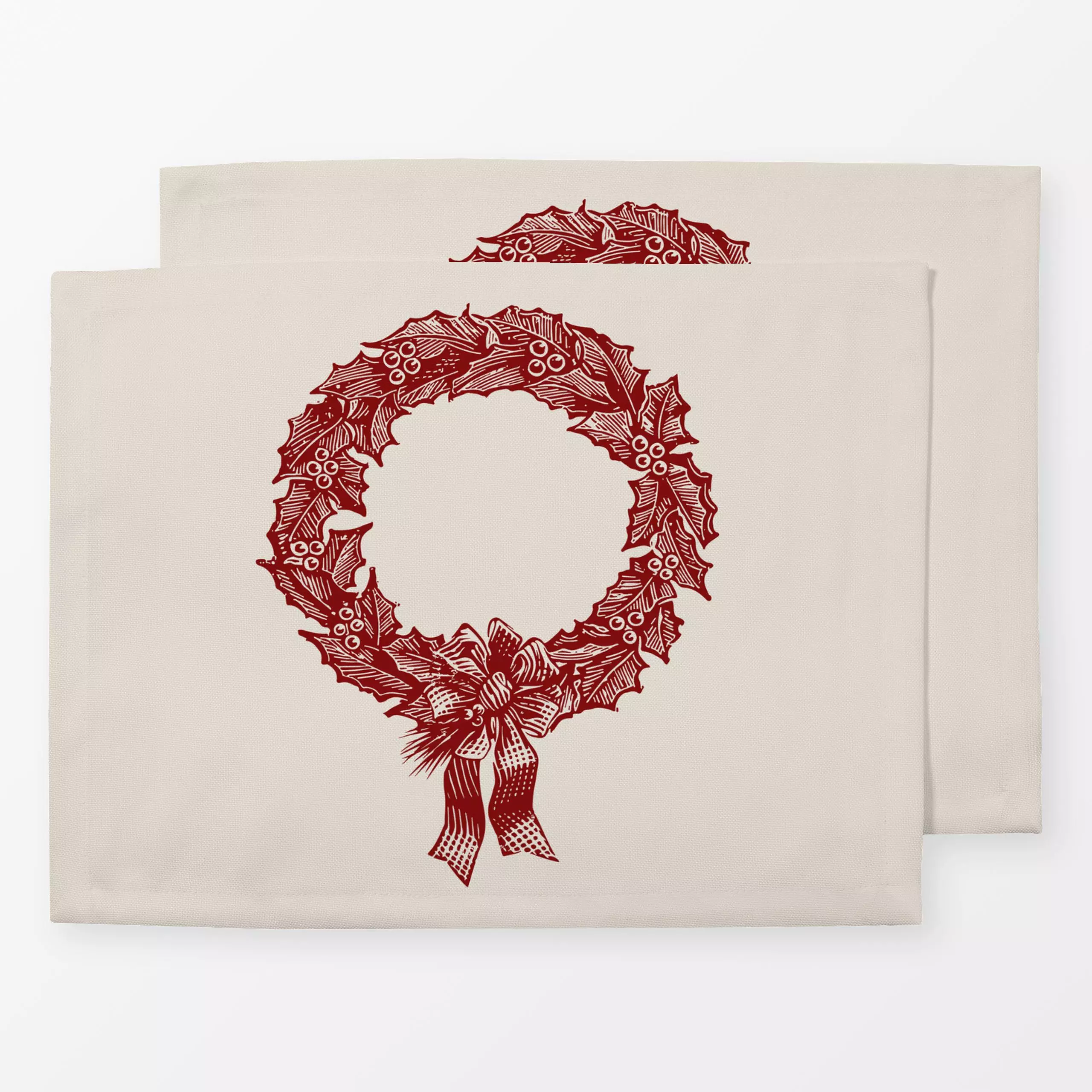 Tischset Vintage Weihnachtskranz beige - Weihnachten, Winter, Retro & Vintage - von „Uta Naumann"; boho, Retro, vintage, Win...