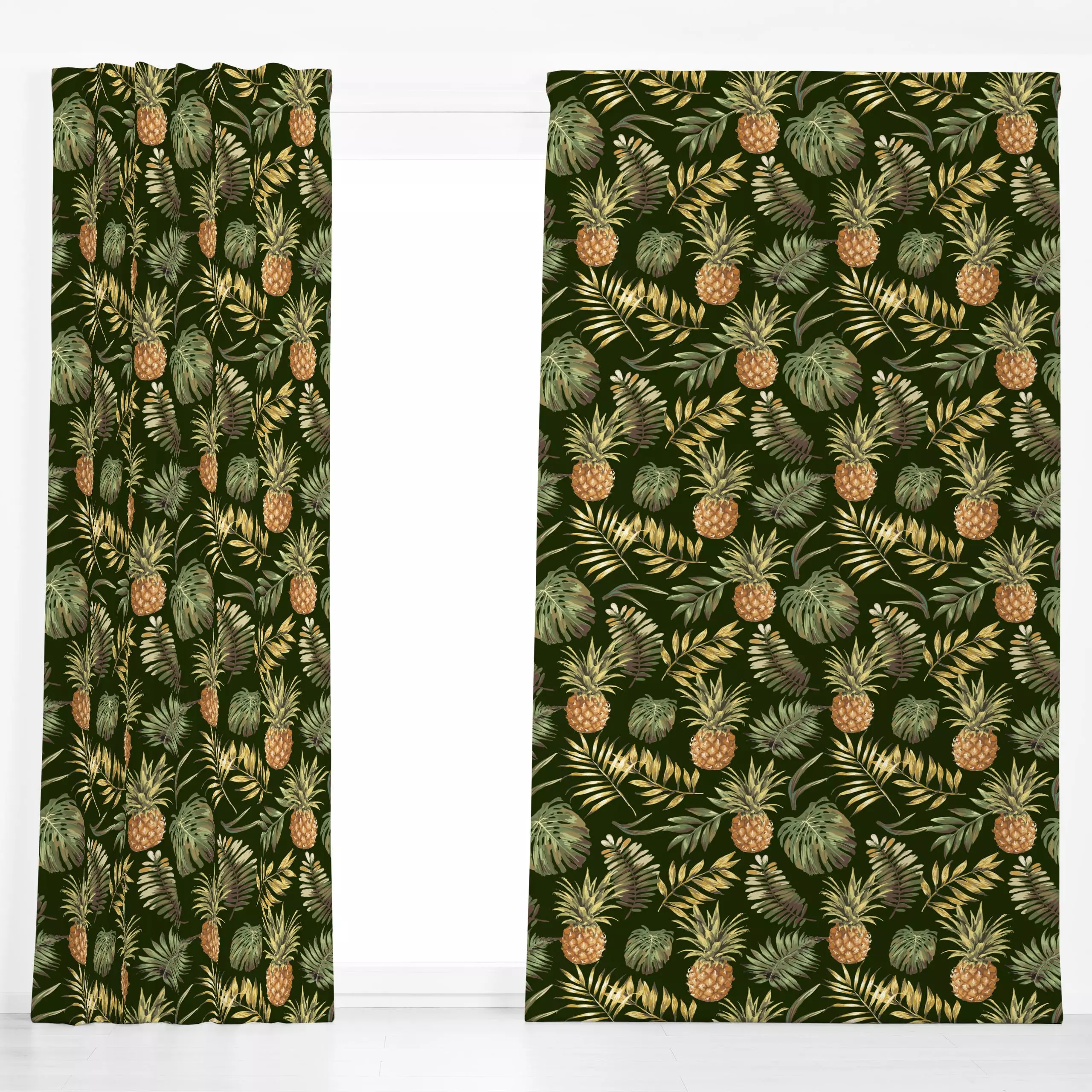 Dekovorhang Aloha Ananas Dunkelgrün - Sommer, Pflanzen & Botanik - von „Andrea Haase"; Frucht, Pflanzen, Ananas, exotisch, U...