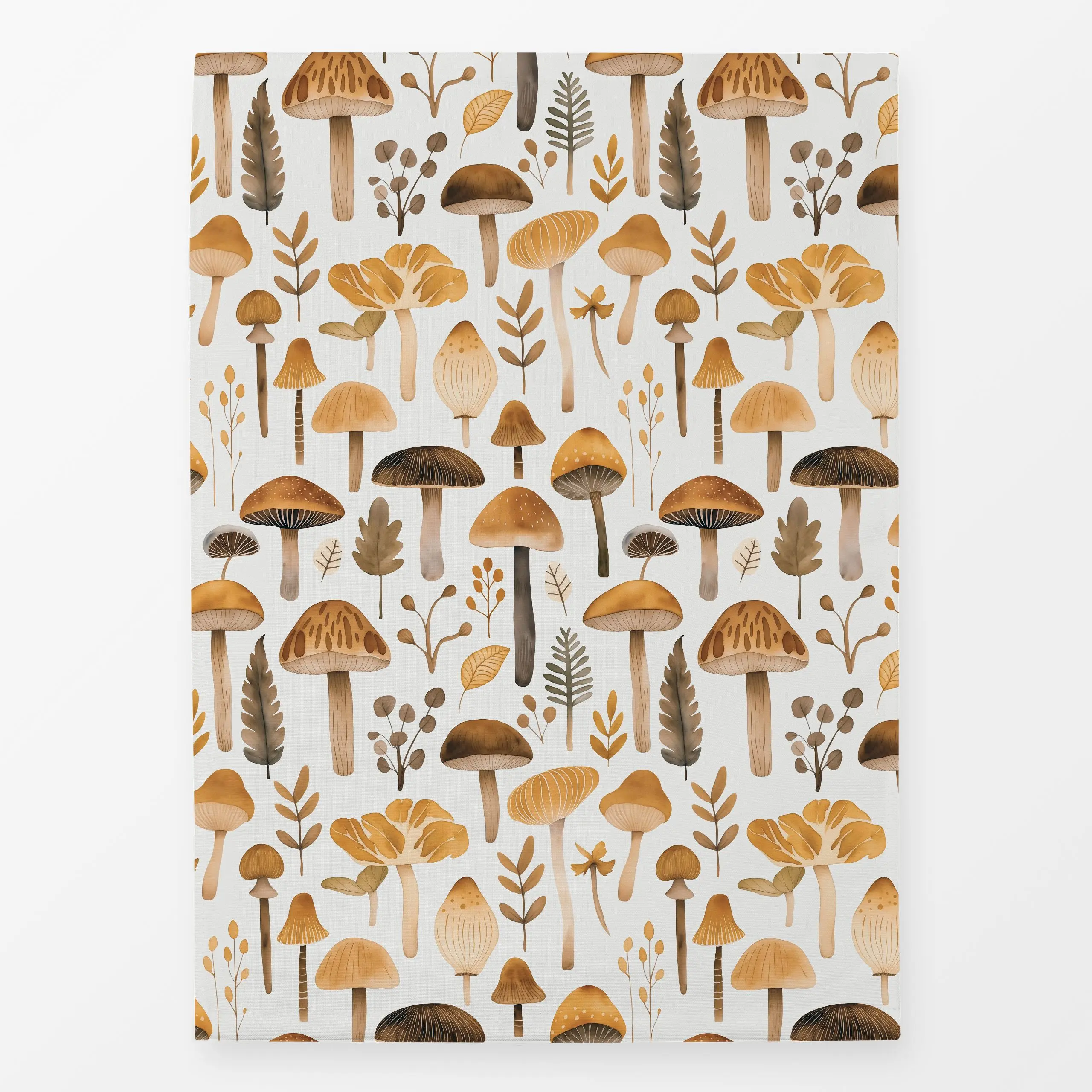 Geschirrtücher Mushroom Woodland Brown - Herbst, Pflanzen & Botanik - von „Andrea Haase"; Aquarell, Blätter, Laub, Wald, Coz...