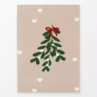 Geschirrtücher Mistelzweig Herzen Beige