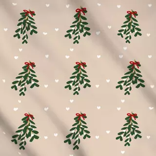 Meterware Mistelzweig Herzen Beige