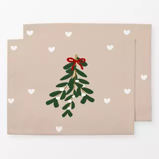 Tischset Mistelzweig Herzen Beige