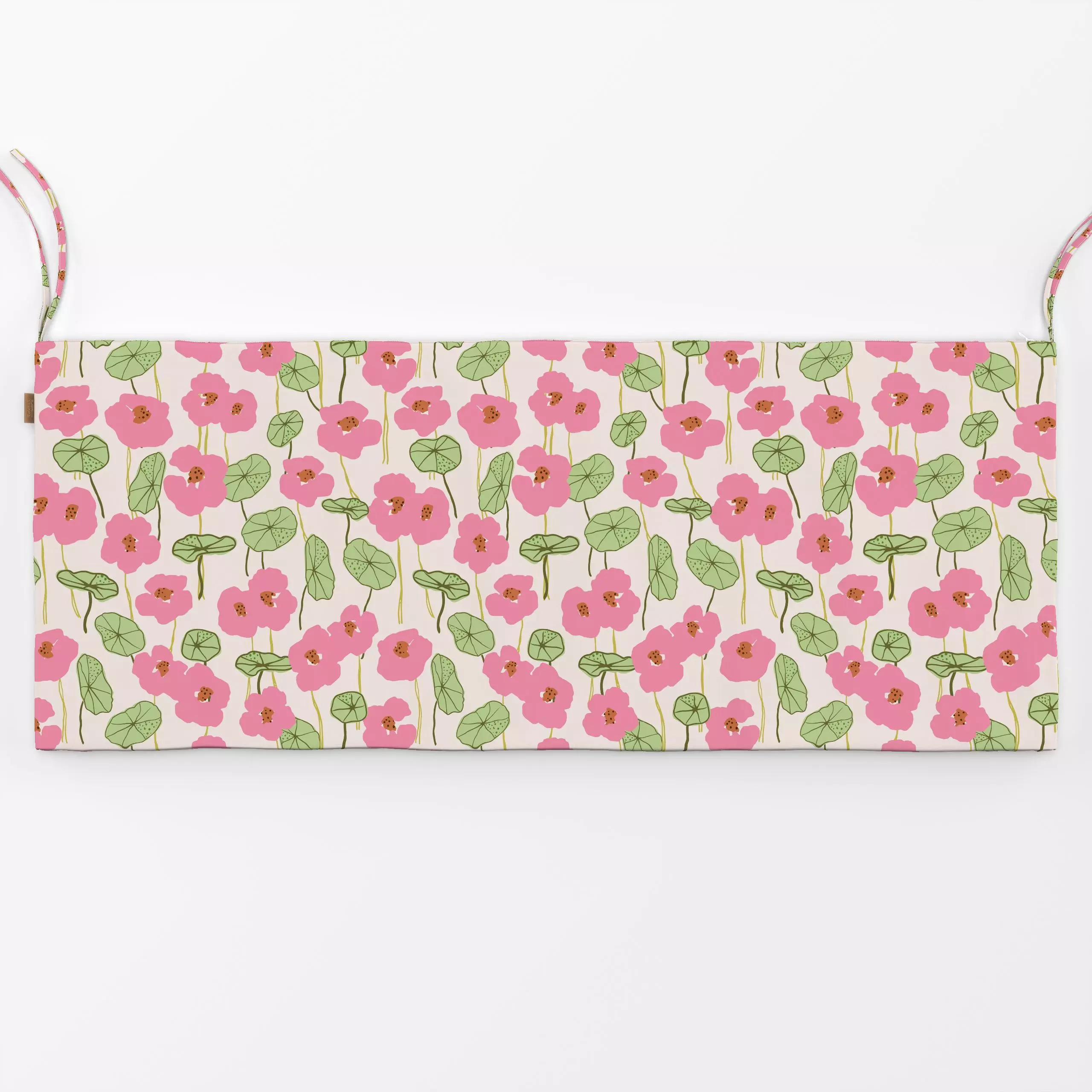 Bankauflage Nasturtiums pink green - Blumen & Florales, Symbole & Muster - von „Kathrin Woo"; Muster, Blumen, modern, floral...