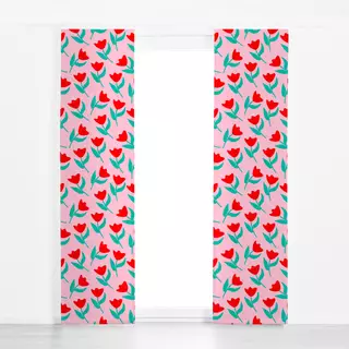 Flächenvorhang Sweet Flower Pattern Red