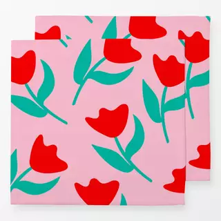 Servietten Sweet Flower Pattern Red