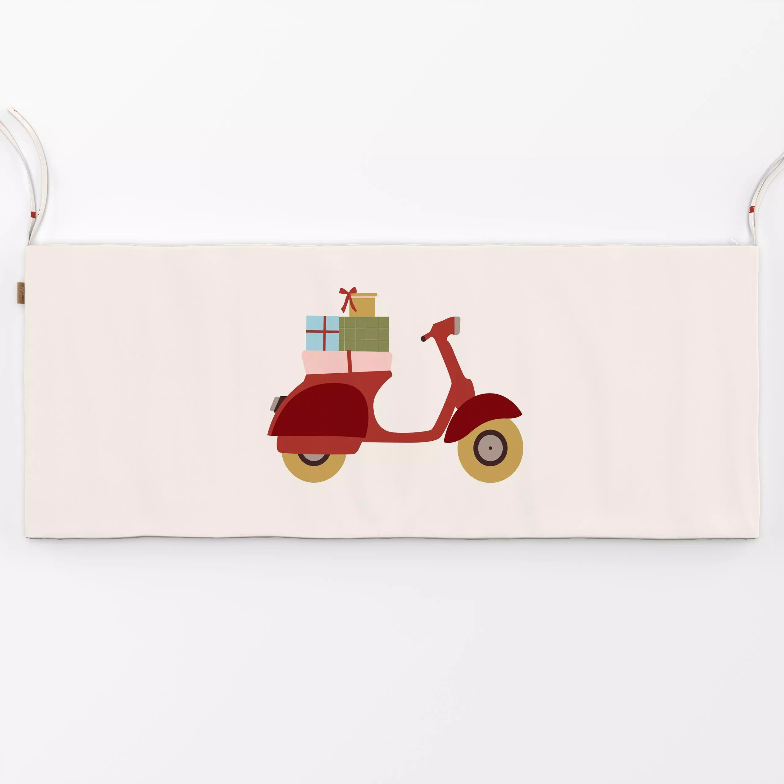 Bankauflage Scooter with Gifts - Weihnachten, Winter - von „Jana Moßmann"; Weihnachten, weihnachtlich, schleife, Vespa, roll...