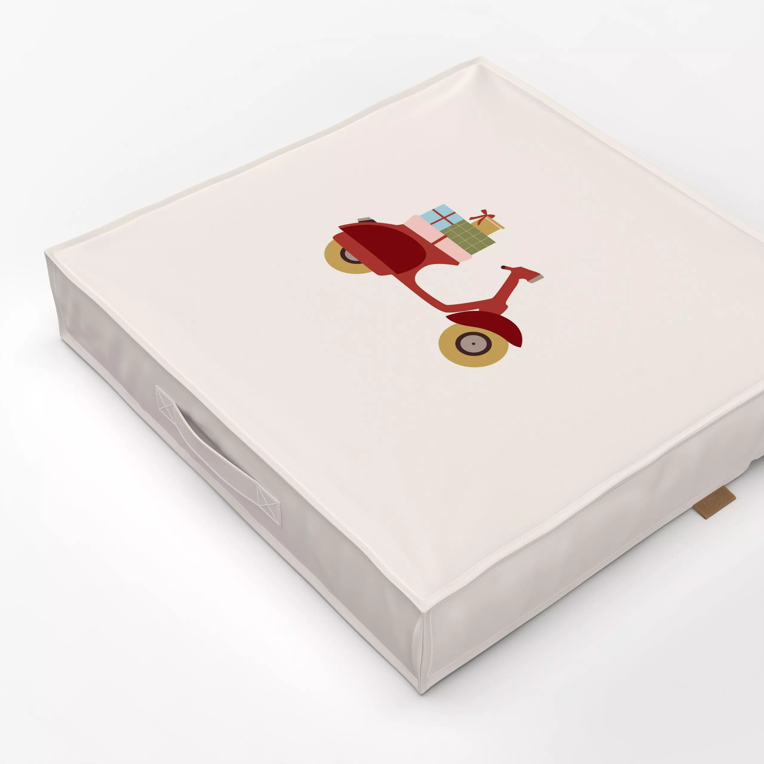 Bodenkissen Scooter with Gifts - Weihnachten, Winter - von „Jana Moßmann"; Weihnachten, weihnachtlich, schleife, Vespa, roll...