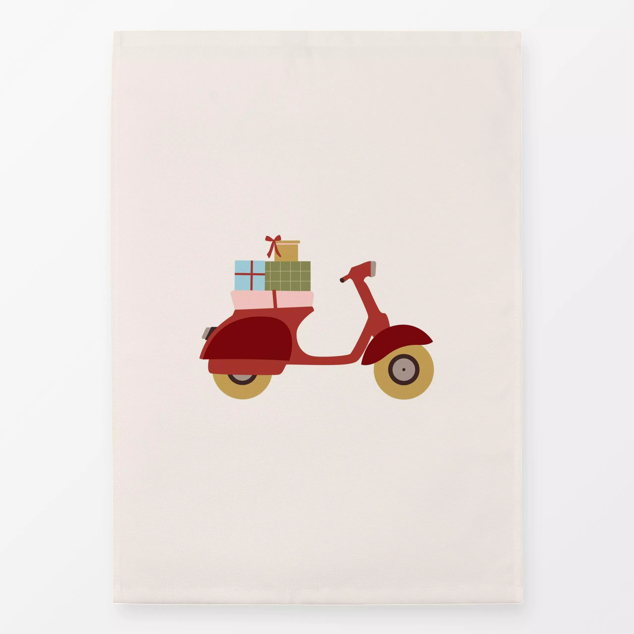 Geschirrtücher Scooter with Gifts - Weihnachten, Winter - von „Jana Moßmann"; Weihnachten, weihnachtlich, schleife, Vespa, r...