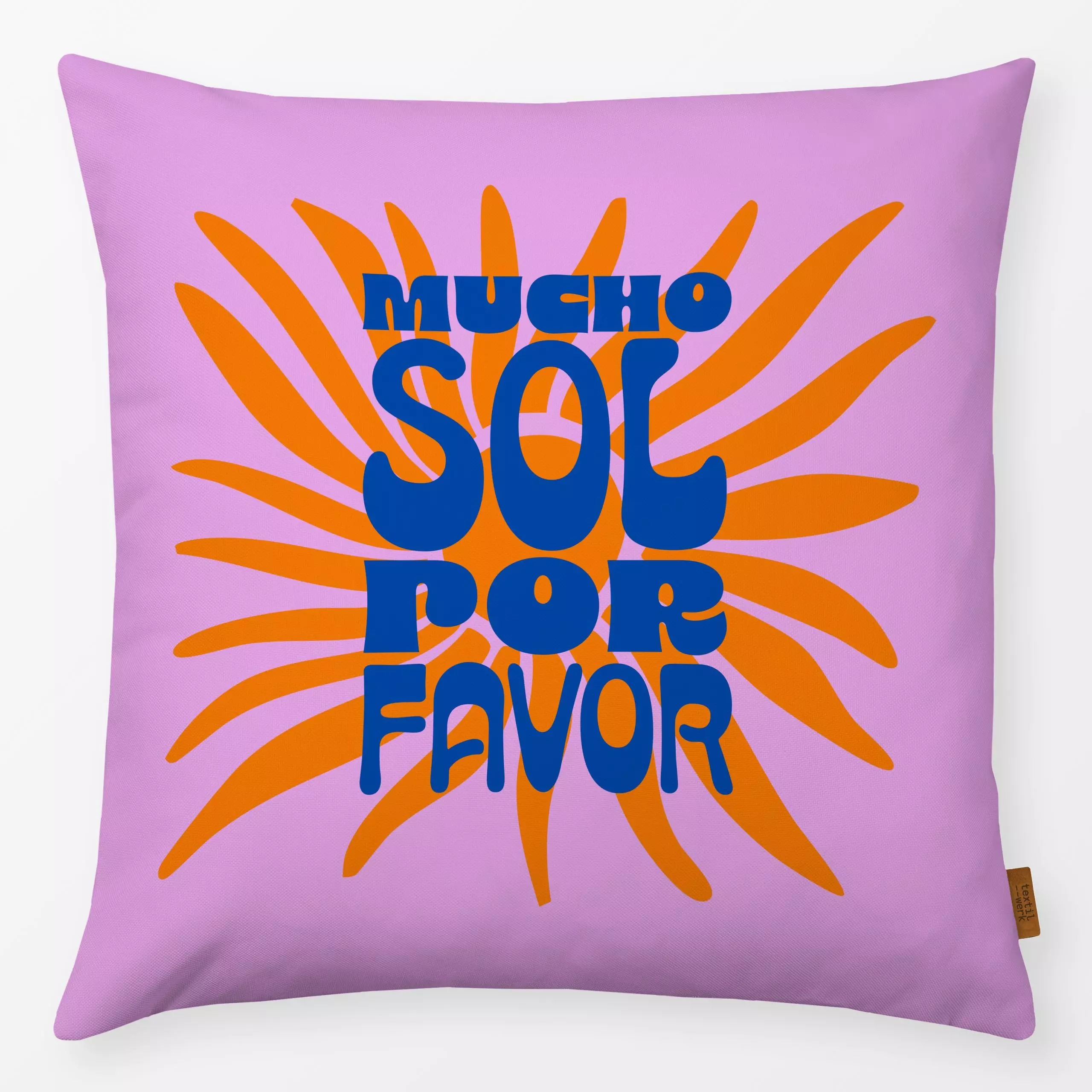 Kissen mucho sol por favor - Sommer, Sprüche & Schriftzüge, Symbole & Muster - von „Patries Elisabeth"; Sonne, Orange, Somme...