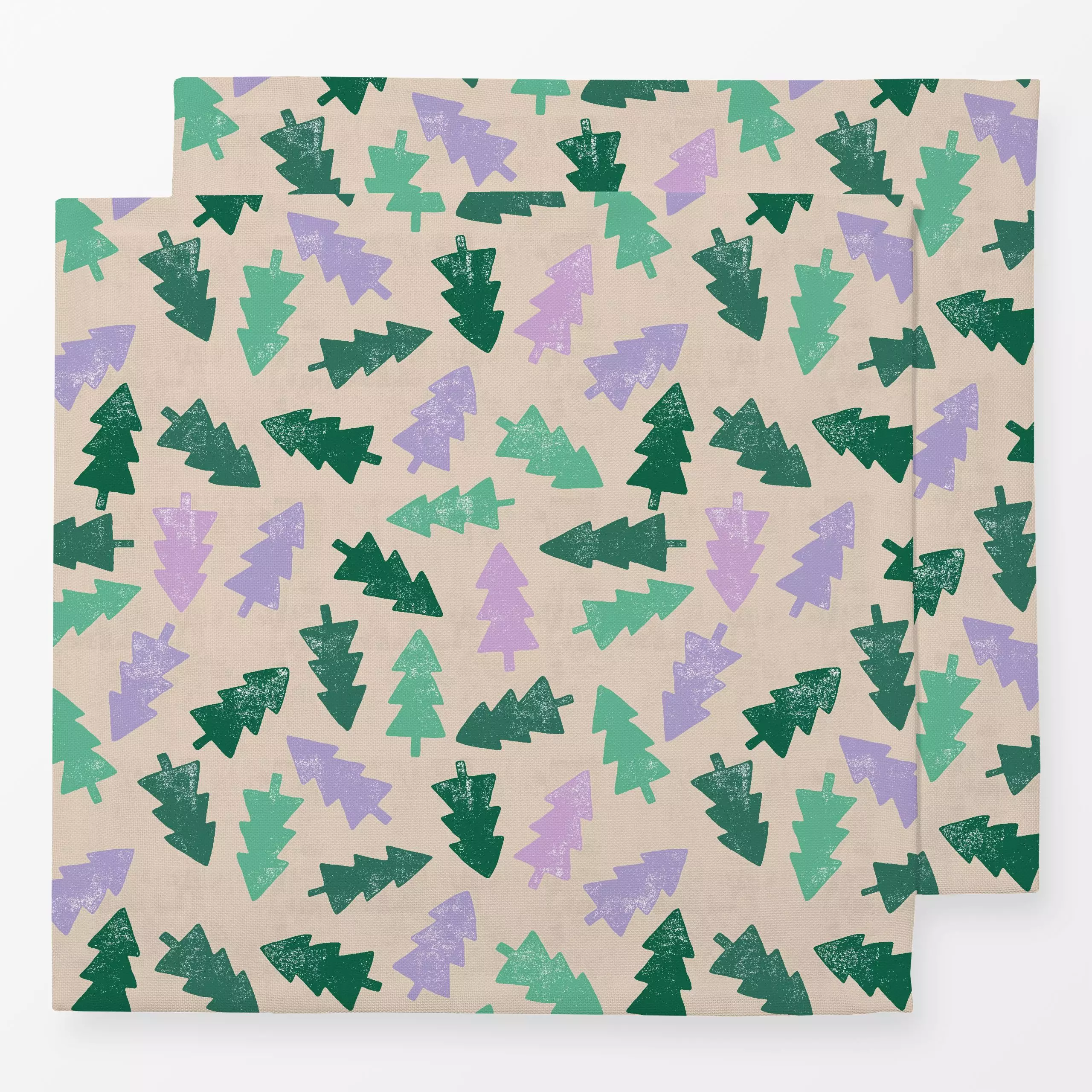 Servietten Tannenbäume bunt - Weihnachten, Winter - von „Studio Kesse"; Wald, Merry Christmas, Tannenbaum, Weihnachtsbaum, W...