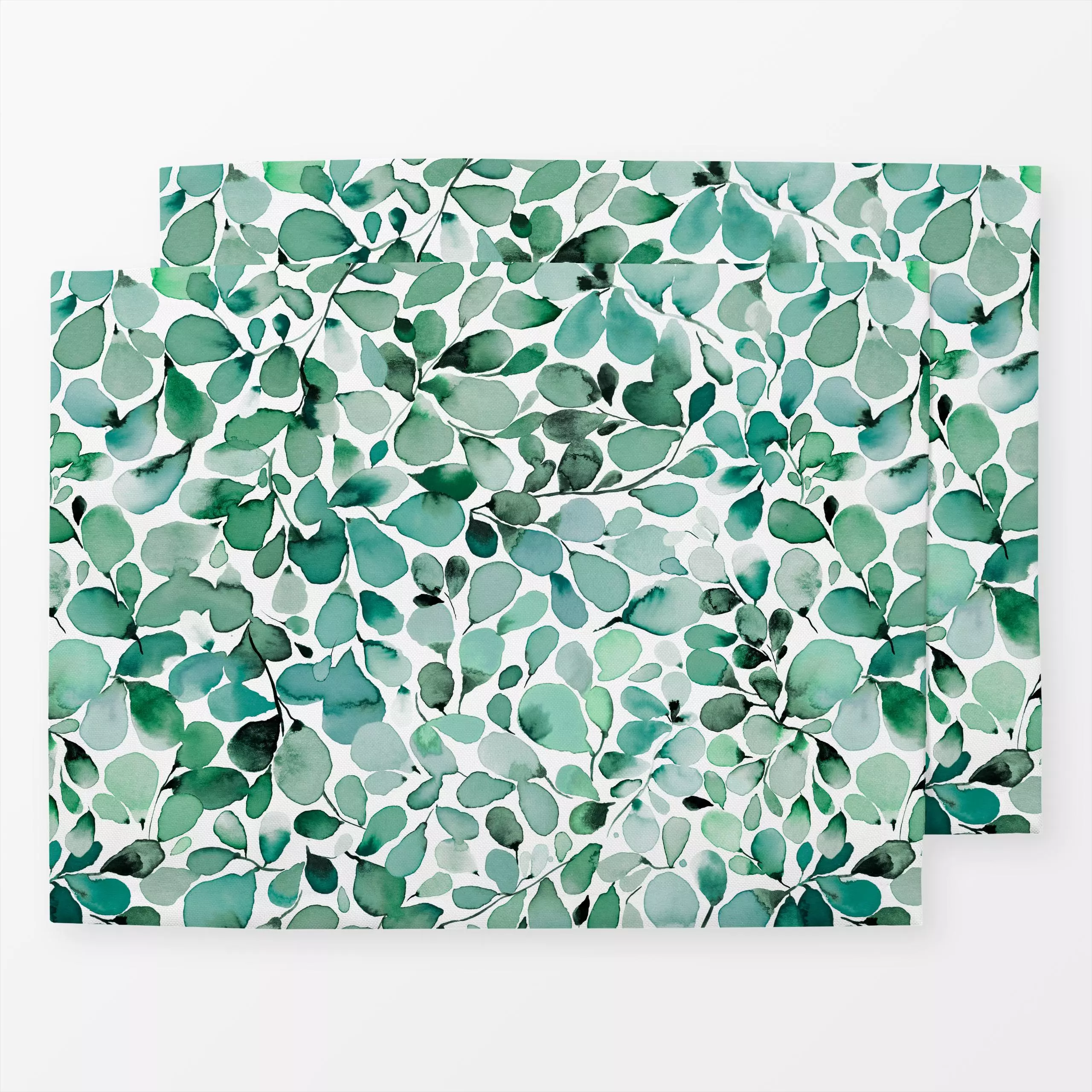 Tischset Watercolor Botanical Leaves - Natur & Landschaft, Symbole & Muster, Pflanzen & Botanik - von „Ninola Design "; Aqua...