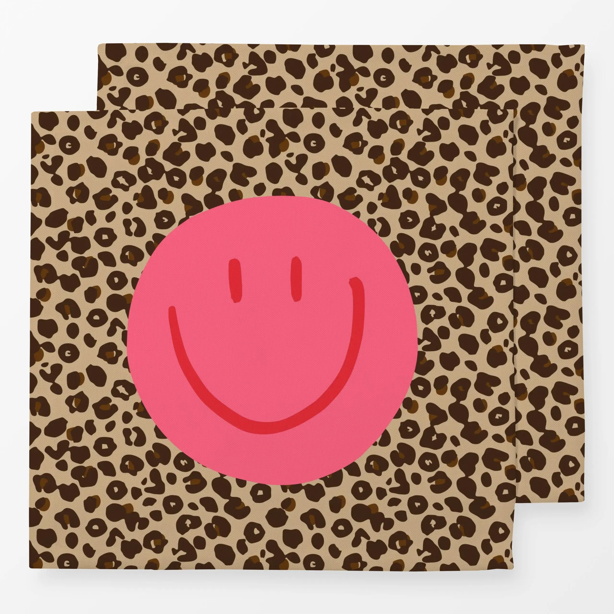 Servietten Leo Smiley Pink - Symbole & Muster - von „Kruth Design"; Gartendeko, Smiley, kruthdesign, smile, Sofakissen, anim...